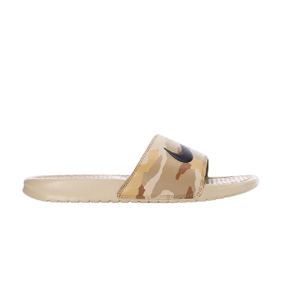 Pre-owned Nike Benassi Jdi Print Slide 'camo - Desert Ore' In Brown