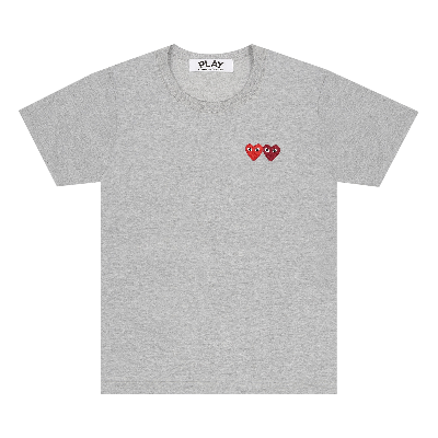 Pre-owned Comme Des Garçons Play Double Heart T-shirt 'grey'