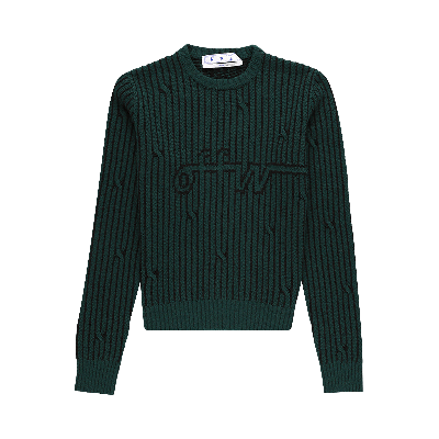 Pre-owned Off-white Cabled Sweater 'dark Green'