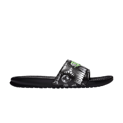 Pre-owned Nike Benassi Jdi Print Slide 'run To Tokyo' In Black