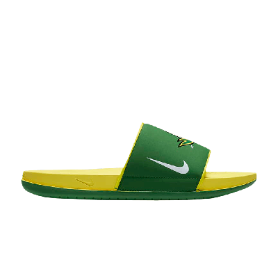 Pre-owned Nike College Offcourt Slides 'oregon' In Yellow