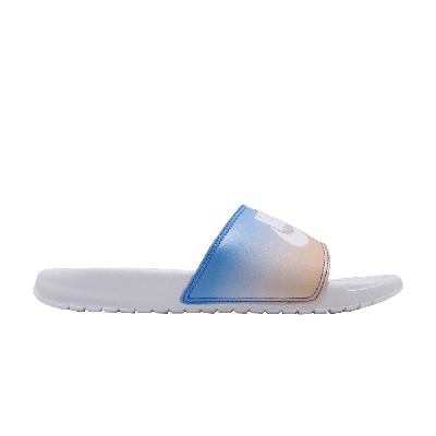 Pre-owned Nike Wmns Benassi Jdi Print Slide 'white Hyper Royal'