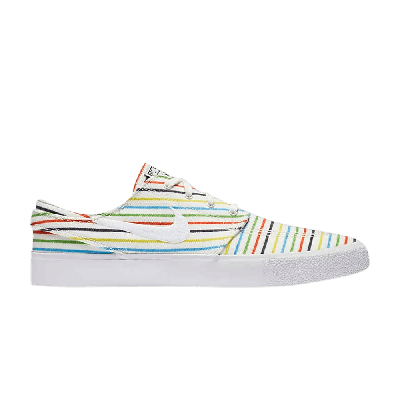 Pre-owned Nike Zoom Stefan Janoski Canvas Rm Sb 'multi-color Pinstripes' In White
