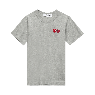 Pre-owned Comme Des Garçons Play Double Heart Tee 'grey'