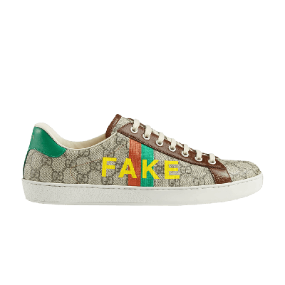 Pre-owned Gucci Ace 'fake/not Print' In Brown