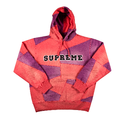 Pre-owned Supreme Patchwork Hooded Sweatshirt 'bright Coral' In Multi-color