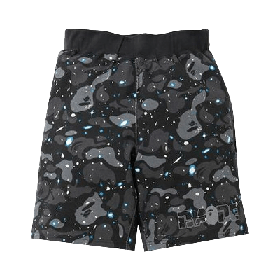 Pre-owned Bape Space Camo Sweat Wide Shorts 'black'