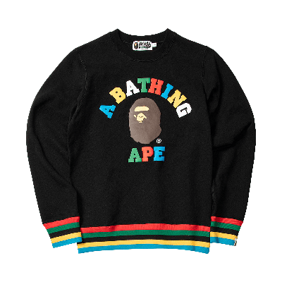 Pre-owned Bape College Line Rib Crewneck 'black'
