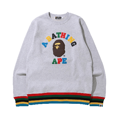 Pre-owned Bape College Line Rib Crewneck 'grey'