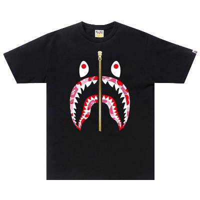 Pre-owned Bape Abc Camo Shark Tee 'black/pink'
