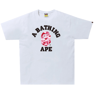 Pre-owned Bape Abc Camo College Tee 'white/pink'