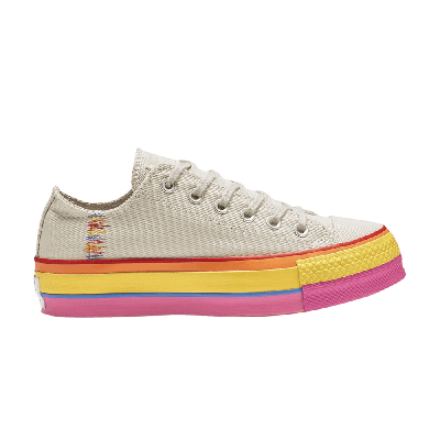 Pre-owned Converse Wmns Chuck Taylor All Star Lift Low 'rainbow - Vintage White'