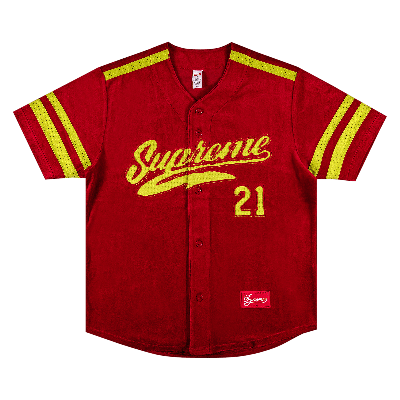 Supreme Velour Baseball Jersey 'red'