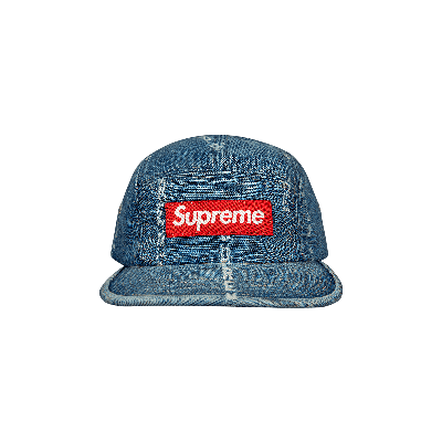 Pre-owned Supreme Logo Stripe Jacquard Denim Camp Cap 'blue'