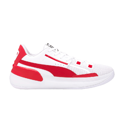 Pre-owned Puma Clyde Hardwood Team 'high Risk Red' In White