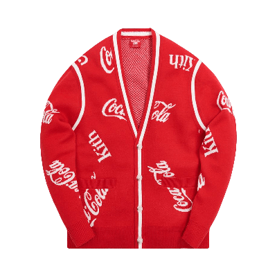 Pre-owned Kith X Coca-cola X Mitchell & Ness Coke Logo Cardigan 'red'