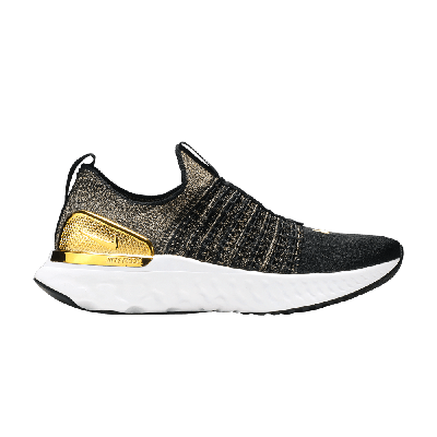 Pre-owned Nike Wmns React Phantom Run Flyknit 2 Premium 'black Metallic Gold'