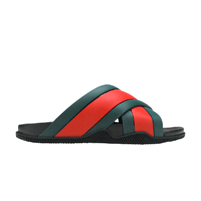 Pre-owned Gucci Rubber Slide 'green Red' In Black