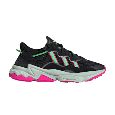 Pre-owned Adidas Originals Wmns Ozweego 'black Shock Lime Pink'