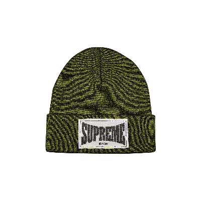 Pre-owned Supreme Woven Label Beanie 'olive' In Green