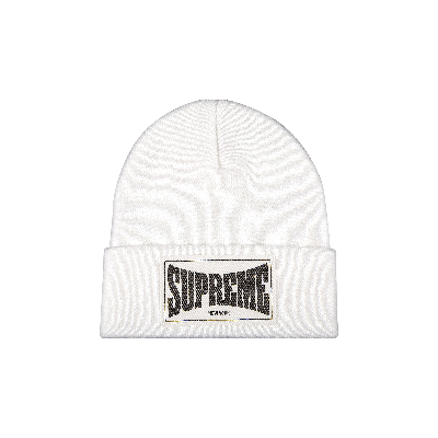 Pre-owned Supreme Woven Label Beanie 'white'