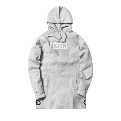 Pre-owned Kith X Champion Extended Hoodie 'heather Grey'