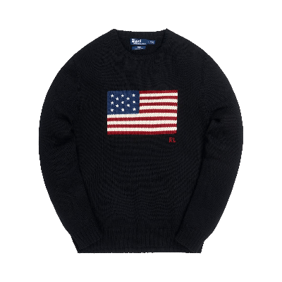 Pre-owned Kith X Polo Ralph Lauren Cotton American Flag Crewneck 'black'