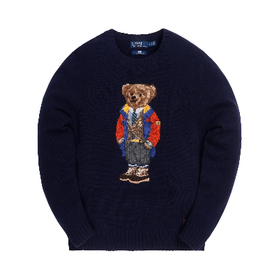 Pre-owned Kith X Polo Ralph Lauren Outdoor Bear Crewneck 'navy' In Blue