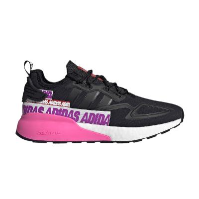 Pre-owned Adidas Originals Wmns Zx 2k Boost 'wordmark Heel Stripe - Black Pink'