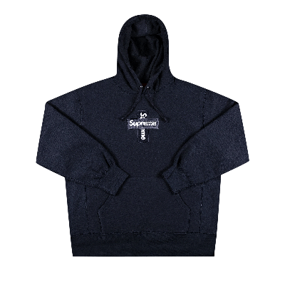 Pre-owned Supreme Cross Box Logo Hooded Sweatshirt 'navy' In Blue