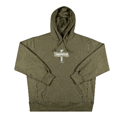 Pre-owned Supreme Cross Box Logo Hooded Sweatshirt 'light Olive' In Green
