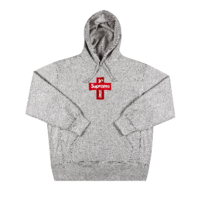 Pre-owned Supreme Cross Box Logo Hooded Sweatshirt 'heather Grey'