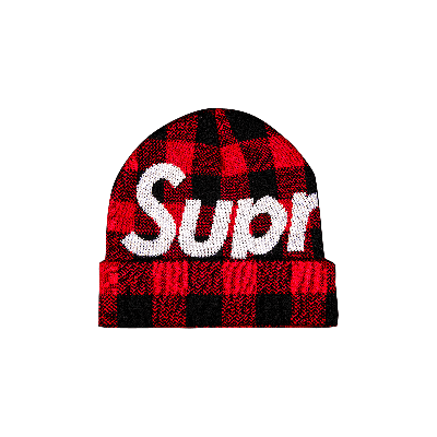 Pre-owned Supreme Big Logo Beanie 'red Plaid'