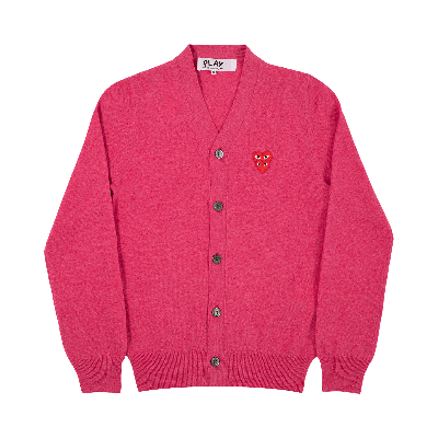 Pre-owned Comme Des Garçons Play Heart Logo Cardigan 'pink'