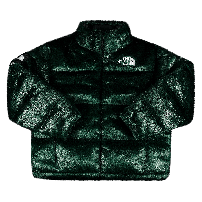 Pre-owned Supreme X The North Face Faux Fur Nuptse Jacket 'green'