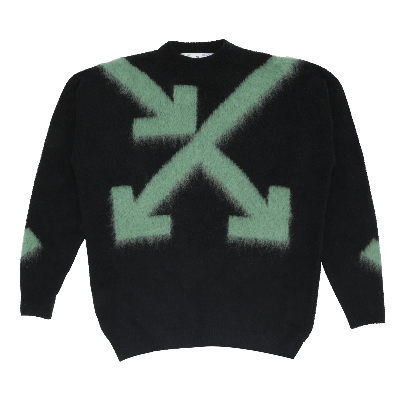 Pre-owned Off-white Fuzzy Arrows Crewneck 'black/hedge Green'
