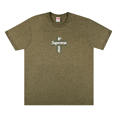Pre-owned Supreme Cross Box Logo Tee 'light Olive' In Green