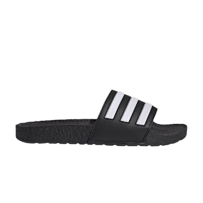 Pre-owned Adidas Originals Adilette Boost Slides 'black White Stripes'