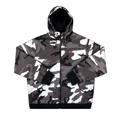 Pre-owned Supreme X Windstopper Zip Up Hooded Sweatshirt 'snow Camo' In White