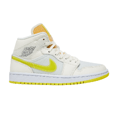 Pre-owned Air Jordan Wmns  1 Mid Se 'voltage Yellow' In White