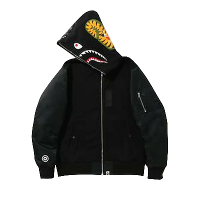 Pre-owned Bape Digital Camo Military Shark Wide Full Zip Hoodie 'black'