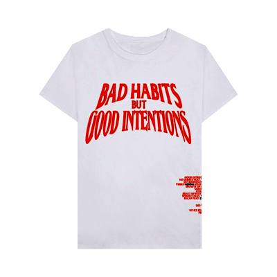 Pre-owned Vlone X Nav Bad Habits Good Intentions Tee 'white'