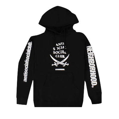 Pre-owned Anti Social Social Club X Neighborhood 6ix Hooded Sweatshirt 'black'