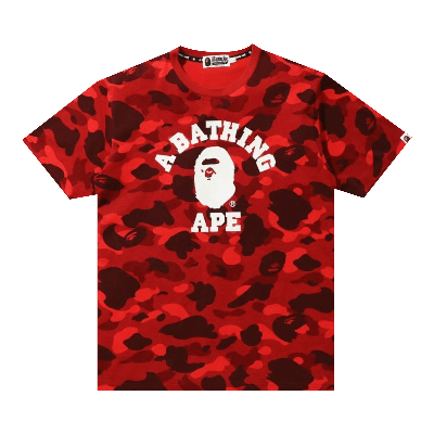 Pre-owned Bape Color Camo College Tee 'red'