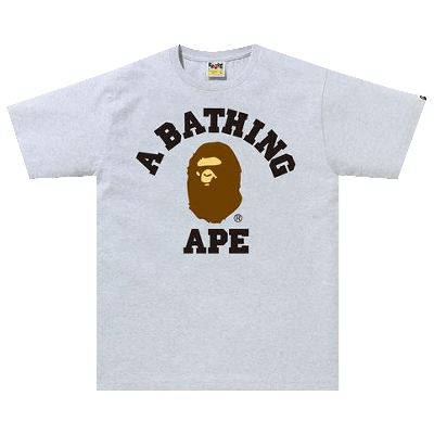 Pre-owned Bape College Tee 'gray' In Grey