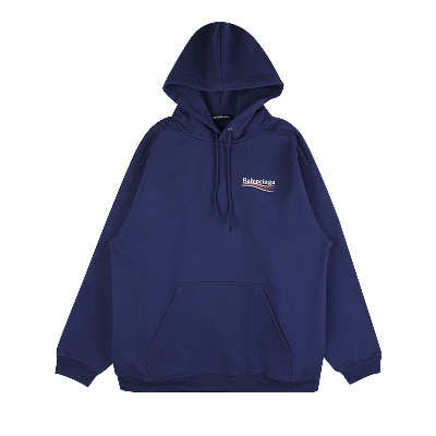 Pre-owned Balenciaga Political Campaign Hoodie 'navy' In Blue