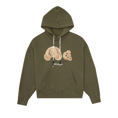 Pre-owned Palm Angels Bear Hoodie 'military Brown' In Green