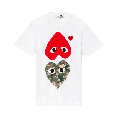 Pre-owned Comme Des Garçons Play Double Heart Tee 'white'