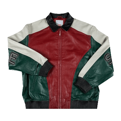 Pre-owned Supreme Studded Arc Logo Leather Jacket 'red' In Multi-color