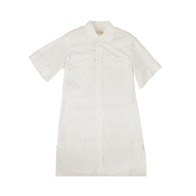 Pre-owned Marni Crispy Cotton Button Down Shirt Dress 'lily White'